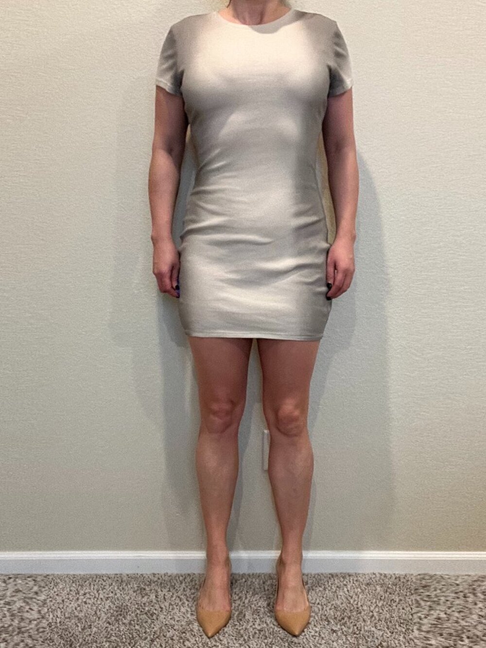 H&M Gray Ribbed T-Shirt Dress – Size L